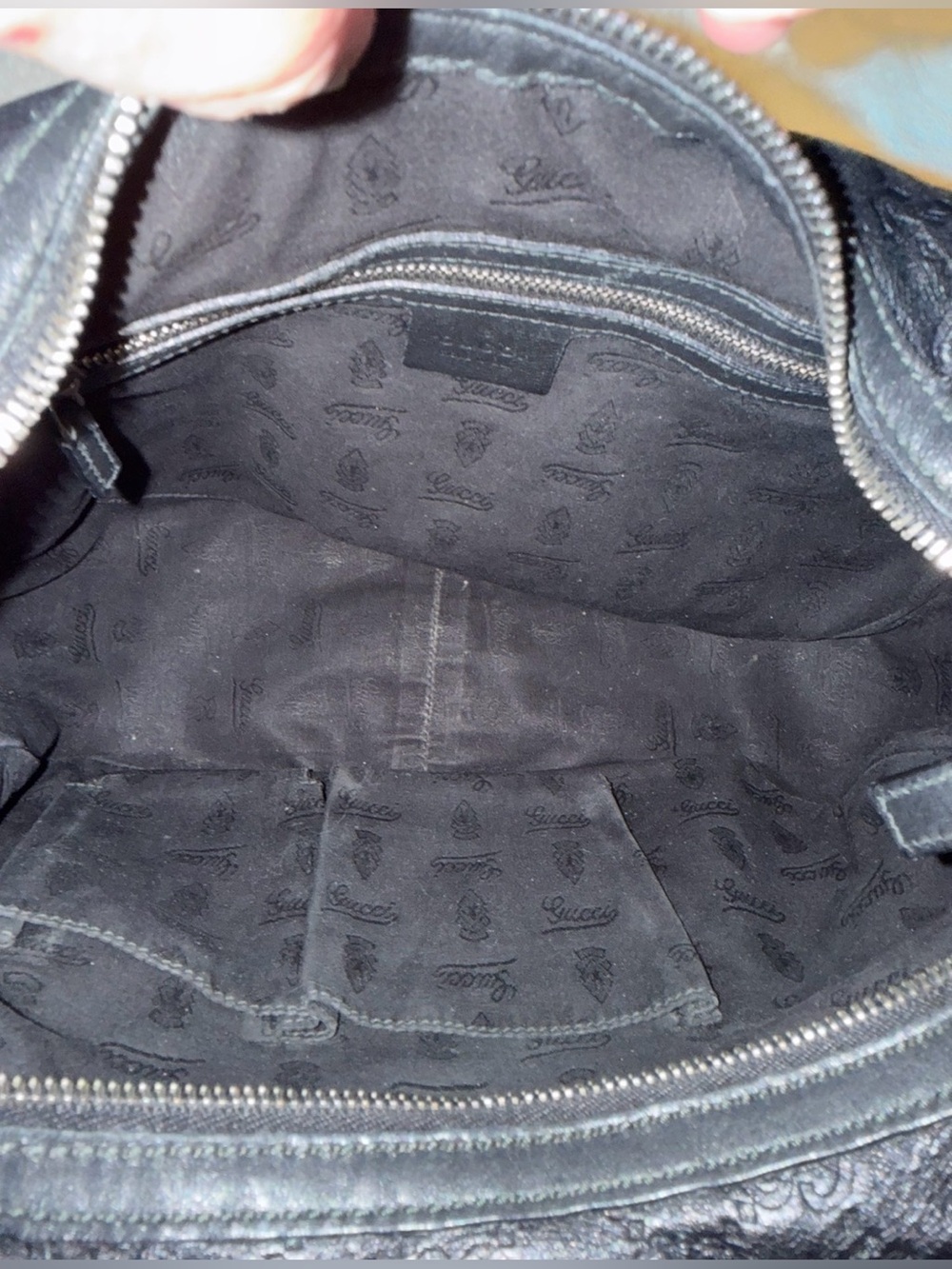 Gucci Black Embossed Leather GG Twins Hobo Bag - Picture 9 of 16